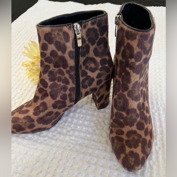 Nine West Leopard Print Faux Fur Ankle Boot - Picture 2 of 7